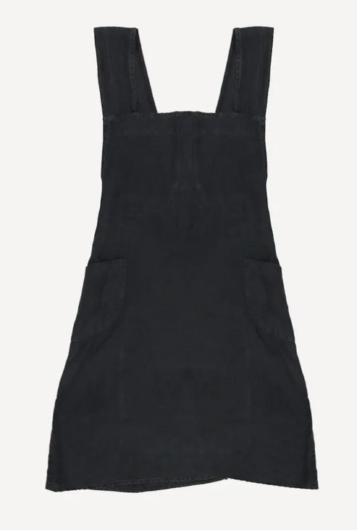 Apron Cross Back Stonewashed Linen Black