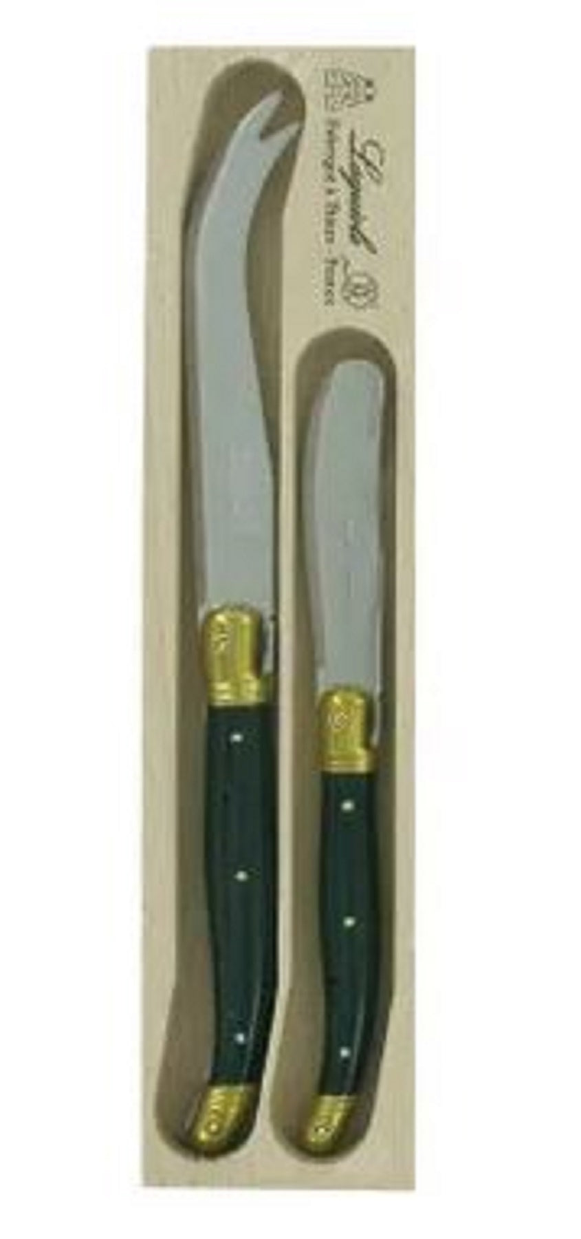 Laguoile Cheese Knife/Spreader set Black with Brass