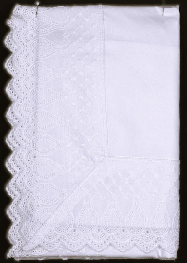Embroidered Pillowcase  Broderie White One Pair