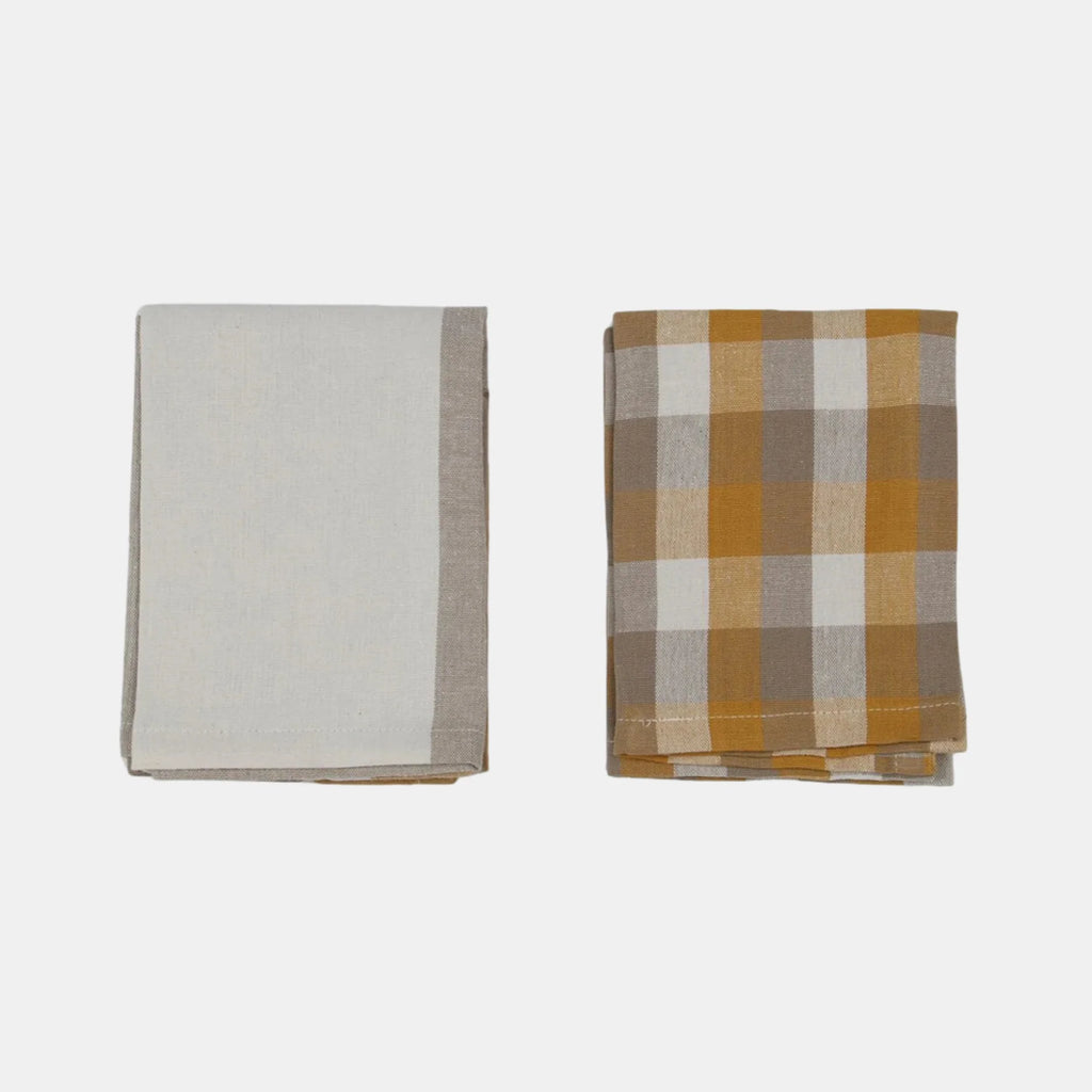 Check Tea Towel Mustard set of two