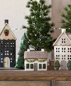 Alsace Tealight Chritmas Tree Cottage with Swag