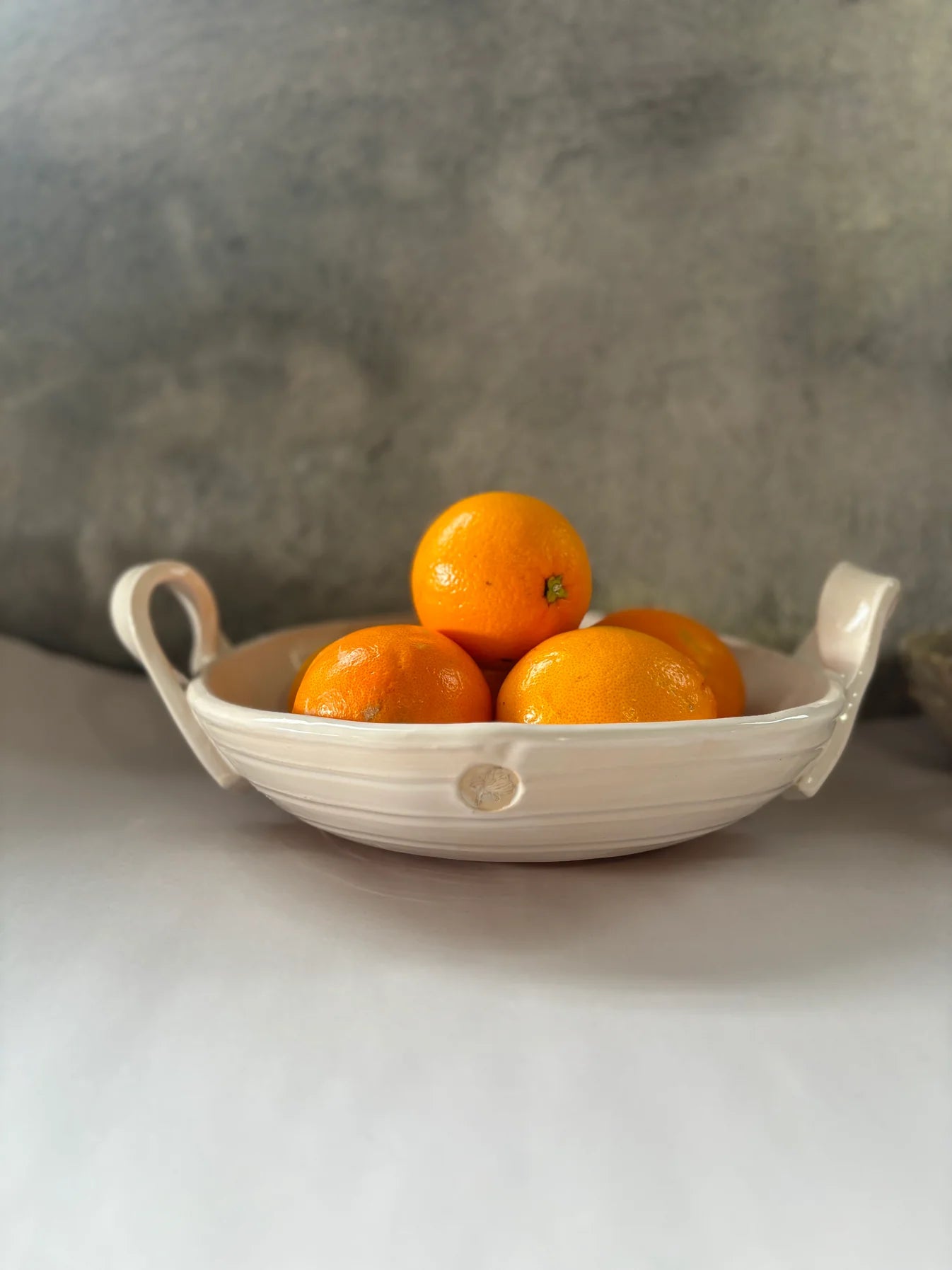 Handled Serving Bowl White