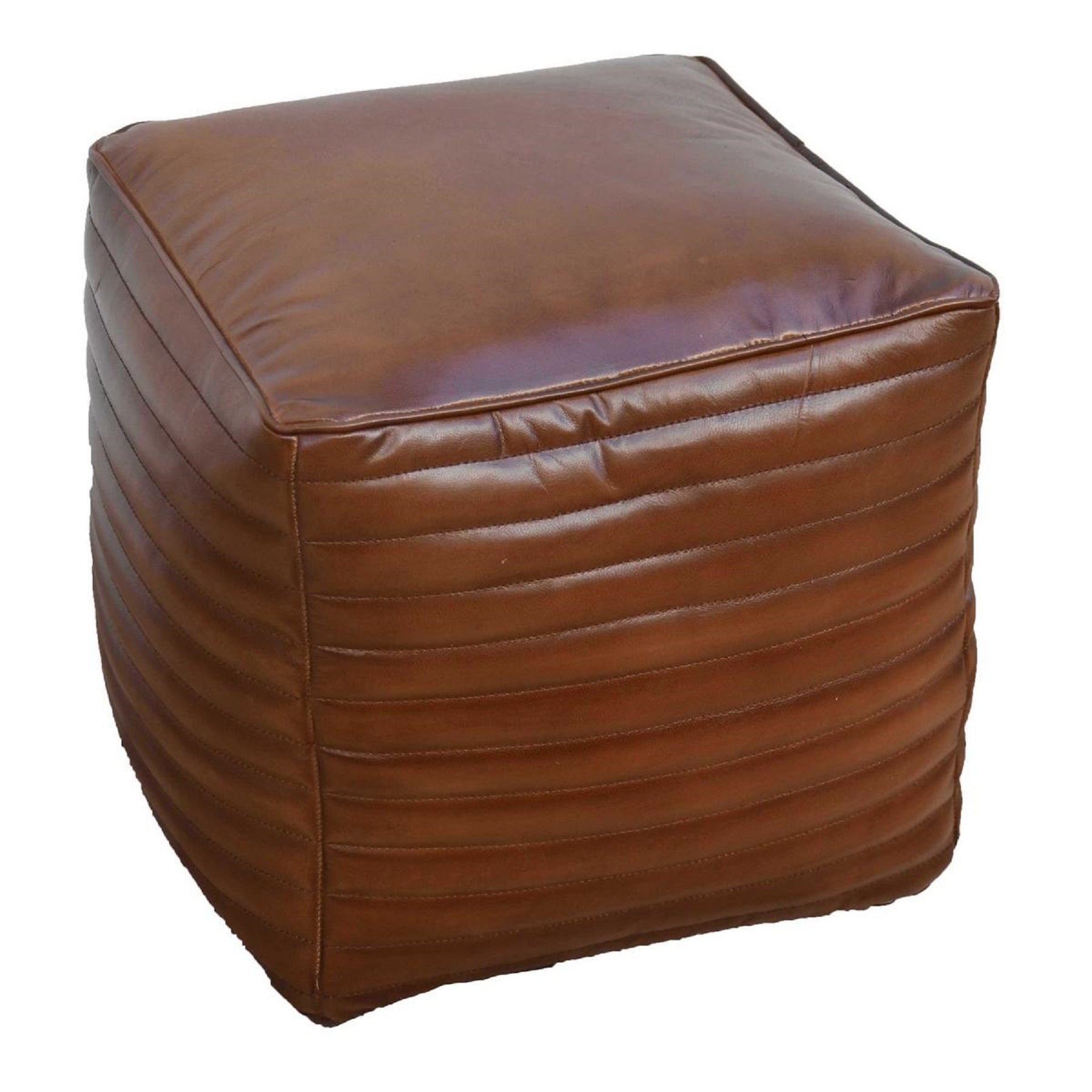 Leather Pouf Footstool