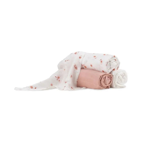 Muslin Wraps set of 3 Dusty Rose