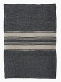 Twill Tea Towel Charcoal with Narrow Natural stripes
