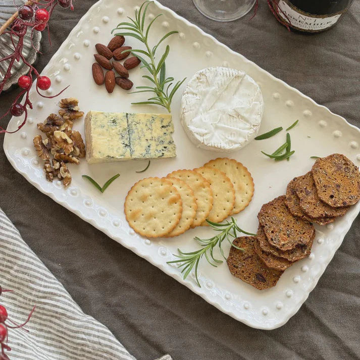 Beaded Platter White