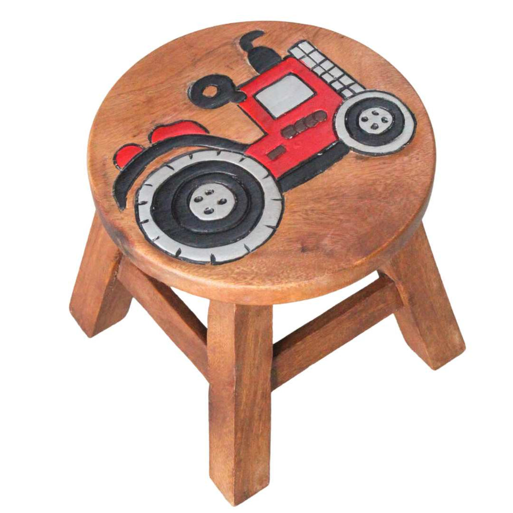 Red Tractor Kids Stool