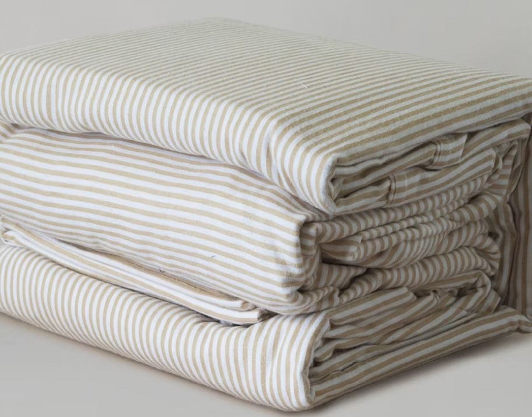 Flannelette Sheet Set Queen Natural Stripe