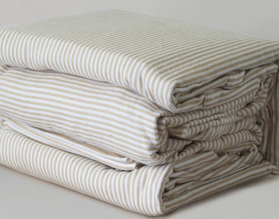 Flannelette Sheet Set King Natural Stripe
