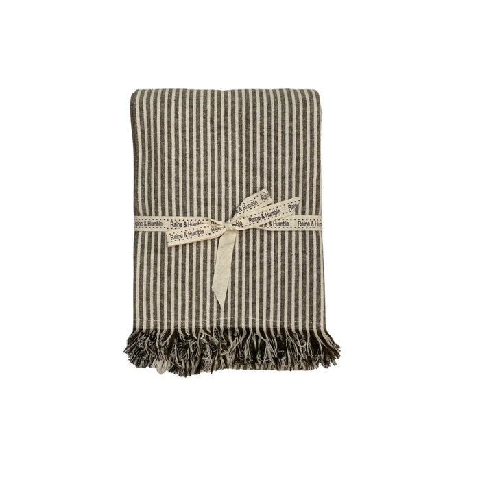 Abbey Striped Tablecloth Olive Green