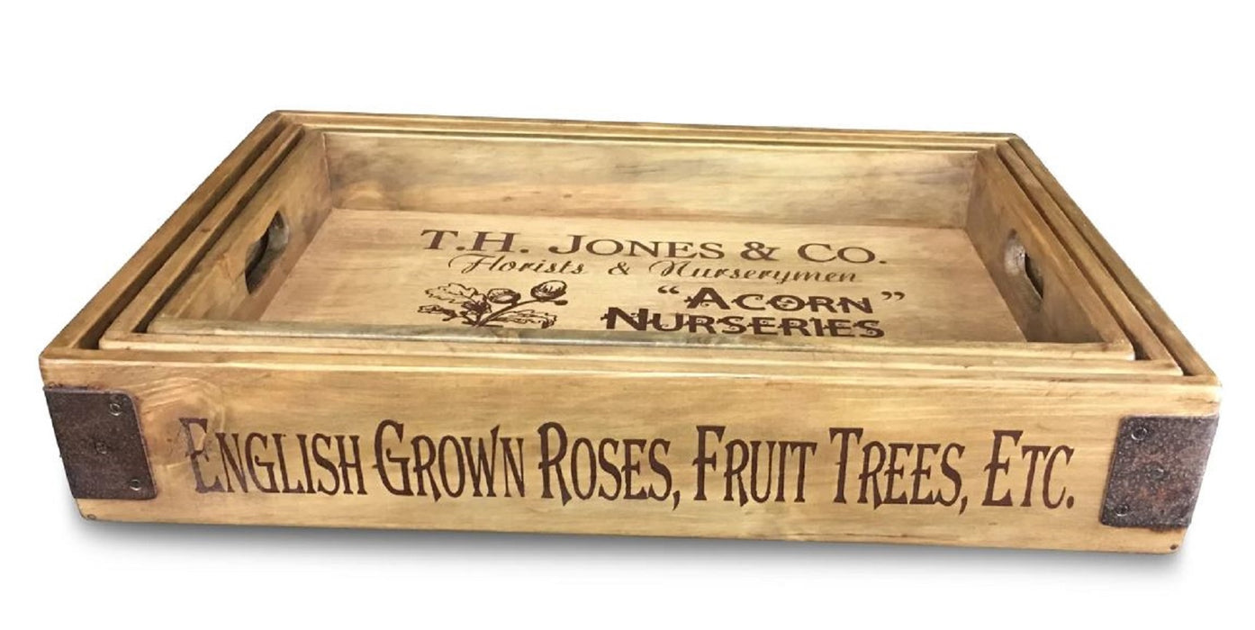 Wooden Tray with Steel Corners Small