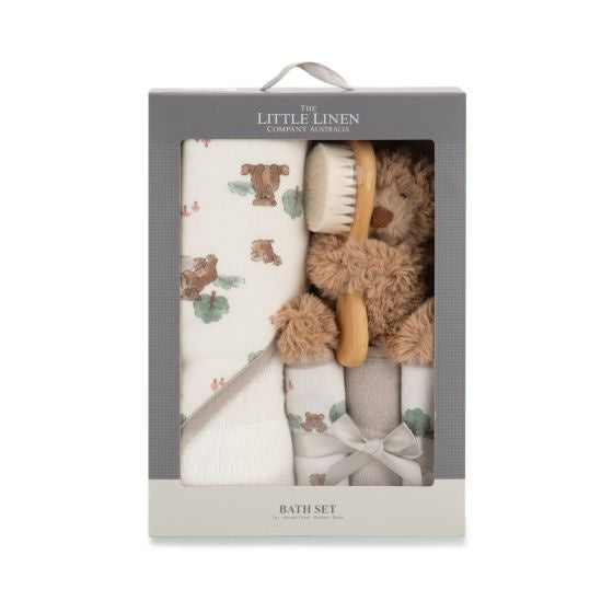 Little Linen Bath Set Wilow Bear