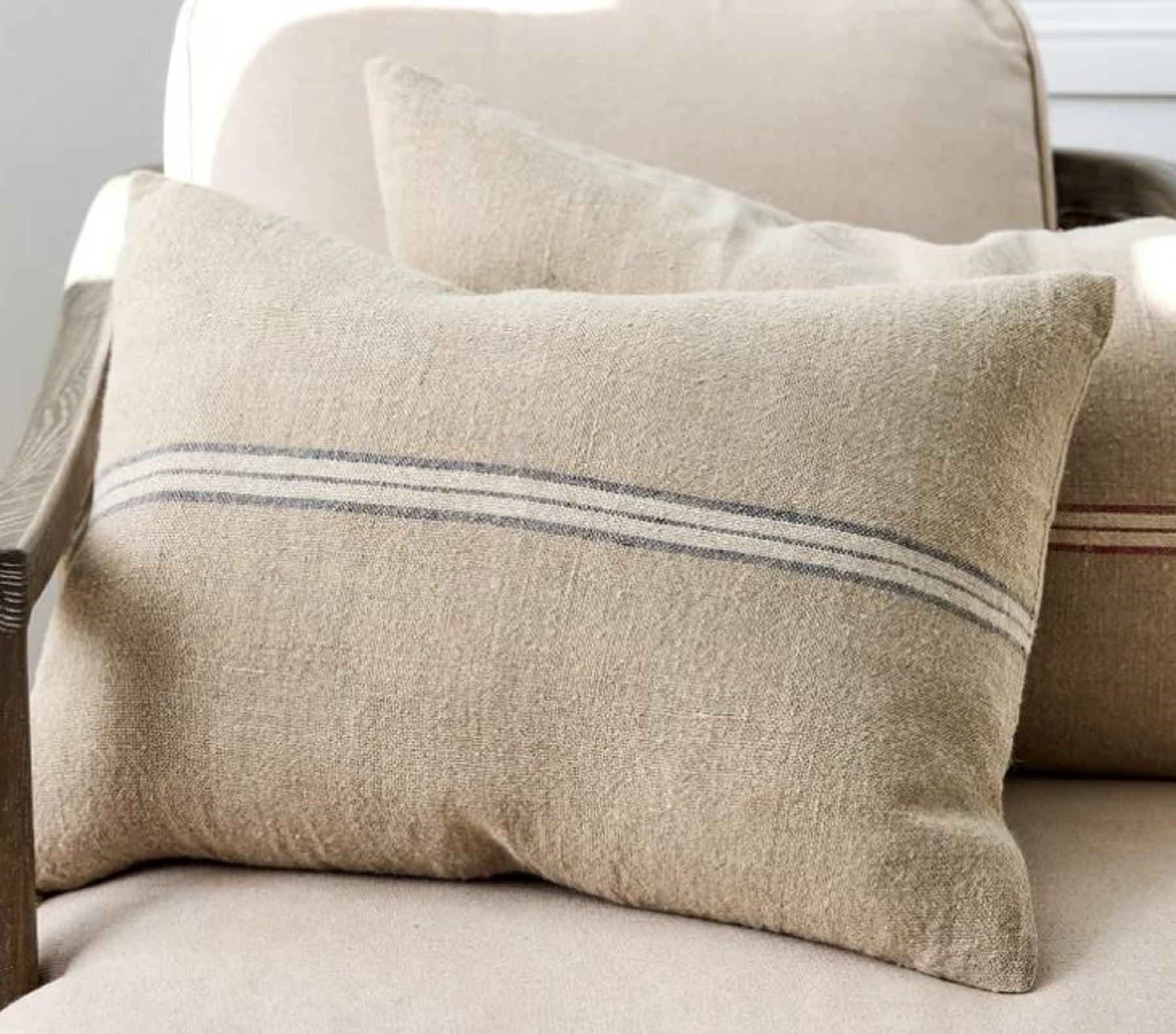Cushion Cover Woven Stripe Blue