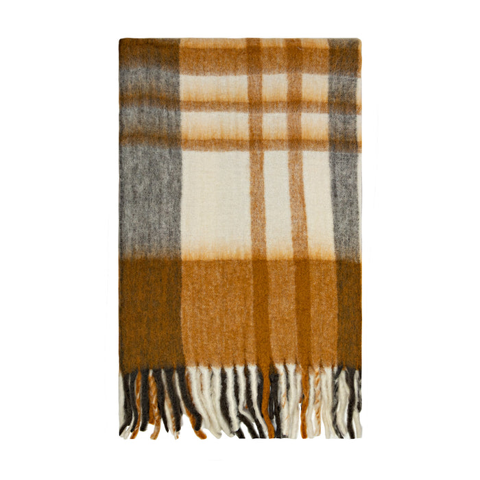 Throw Bliss Winter check Bumble  White/Mustard