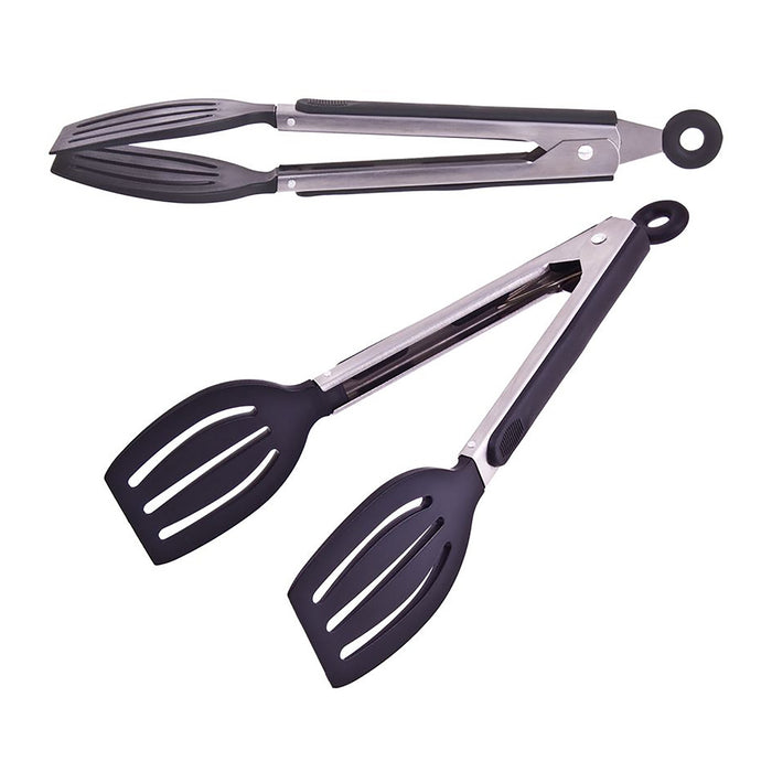 Tongs Spatula with Lock and Rubber Grip