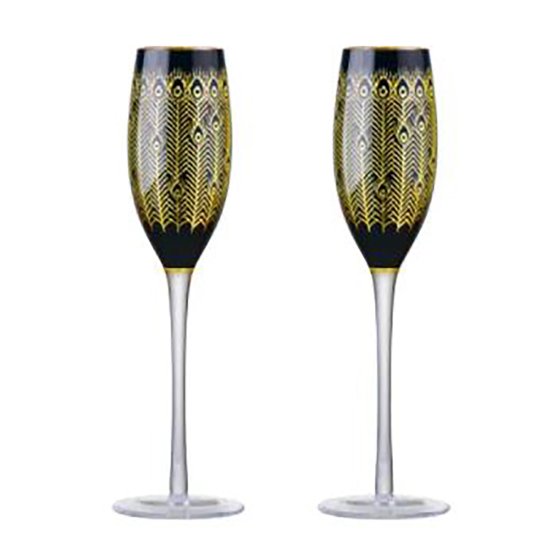 Artland Midnight Peacock Flute set of 2