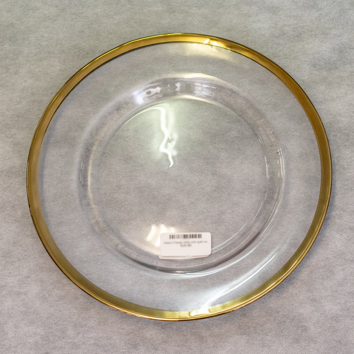 Glass Charger plate with gold rim