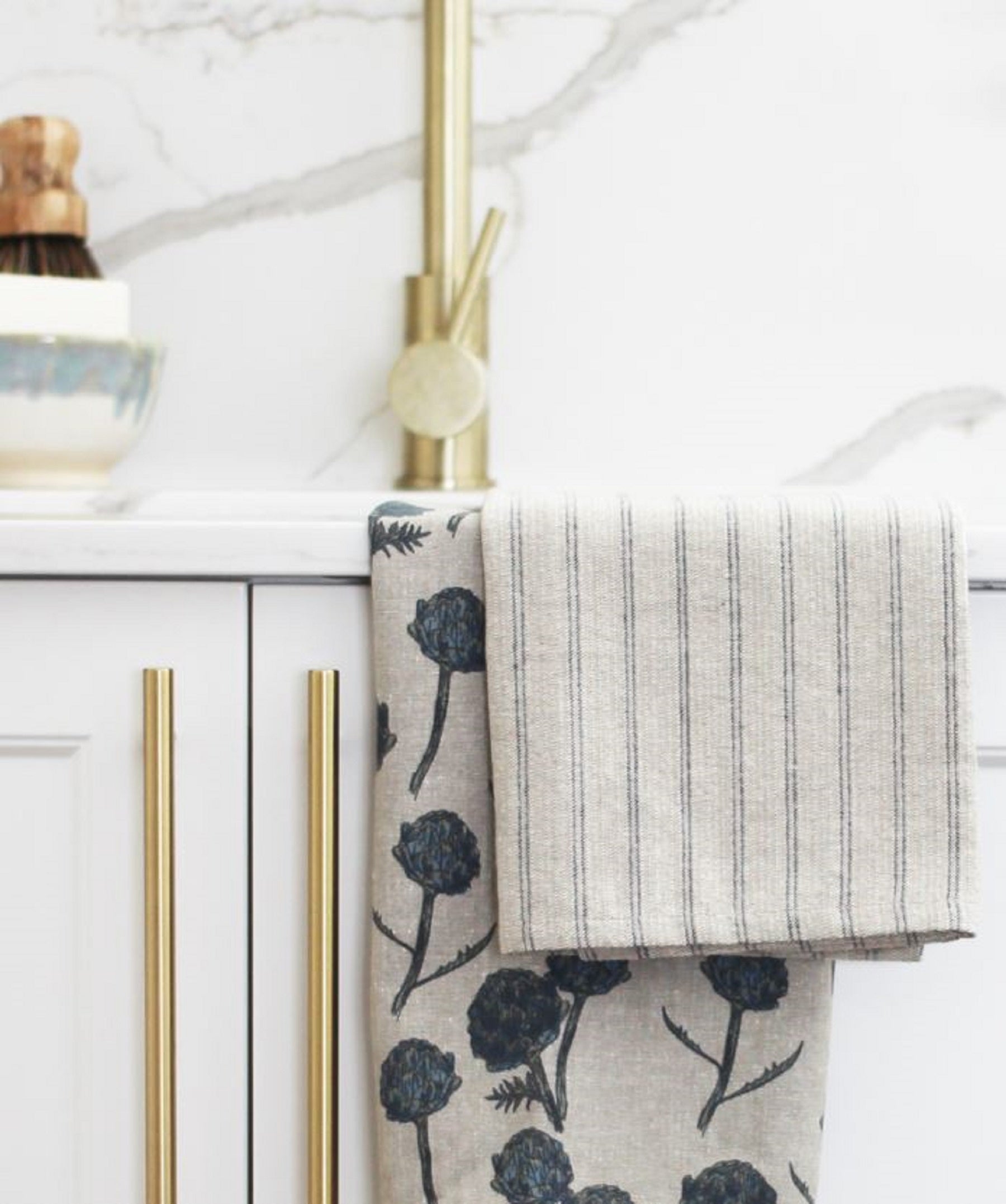 Tea Towel set of two Artichoke  Dark Slate