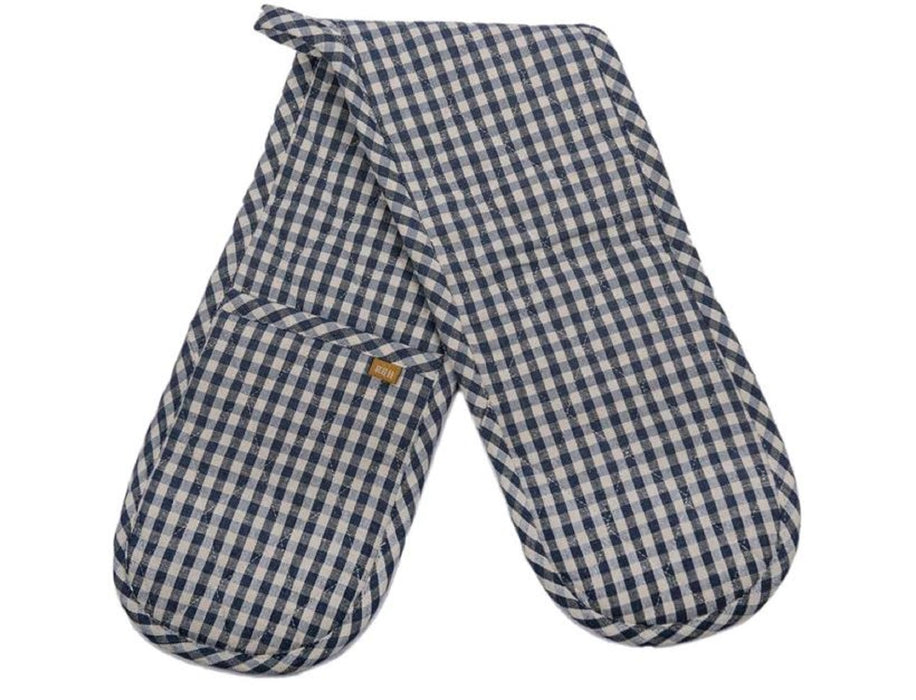Gingham Double Oven Glove Blue
