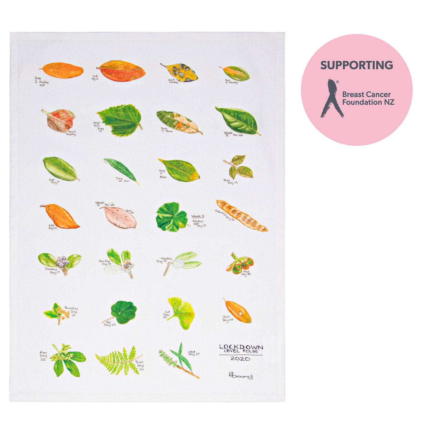 Tea Towel Lockdown Leaves