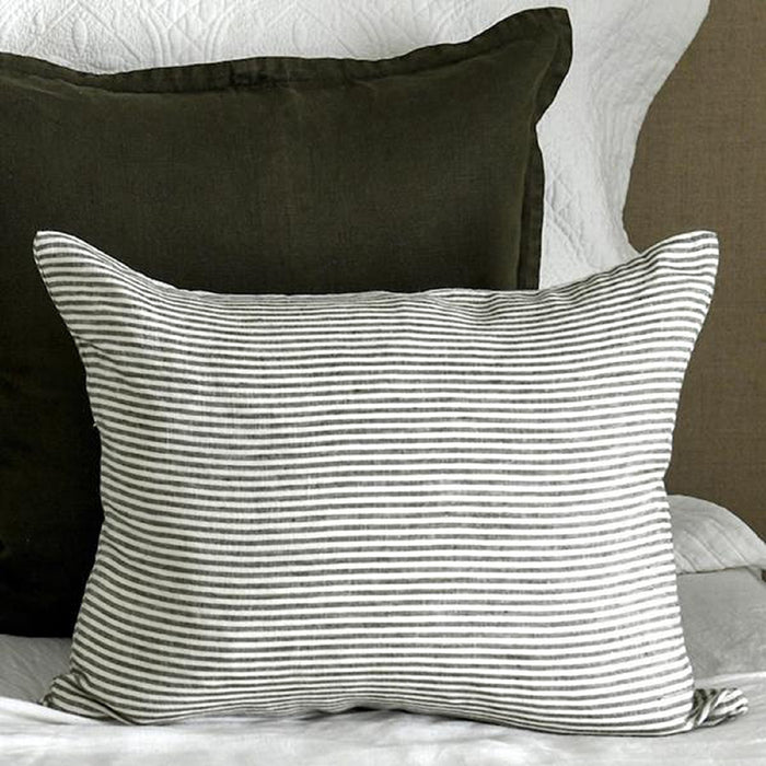 Cushion Linen Stripe Olive Green 50x40cm