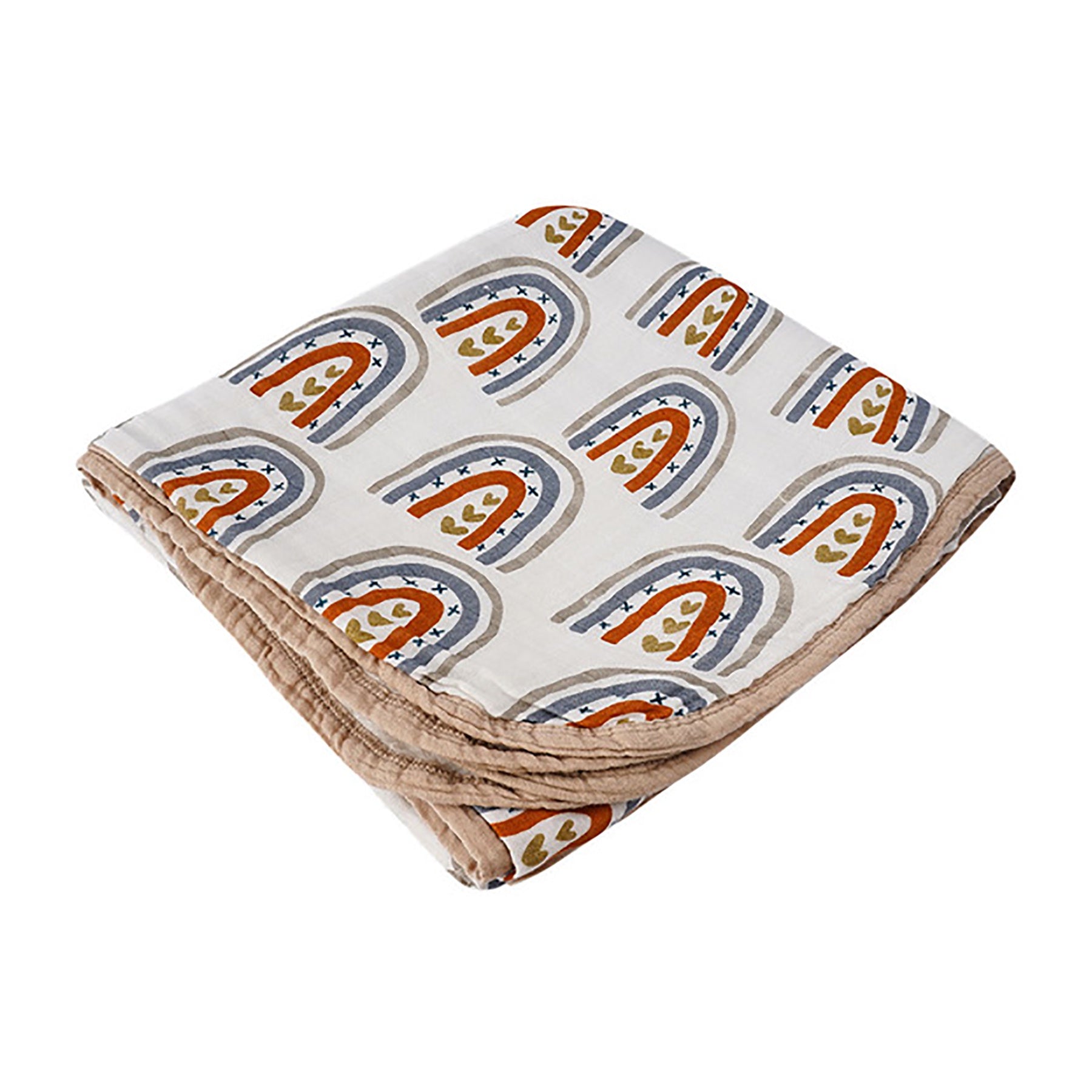 Muslin Blanket Rainbow & Taupe 120cm x 120cm