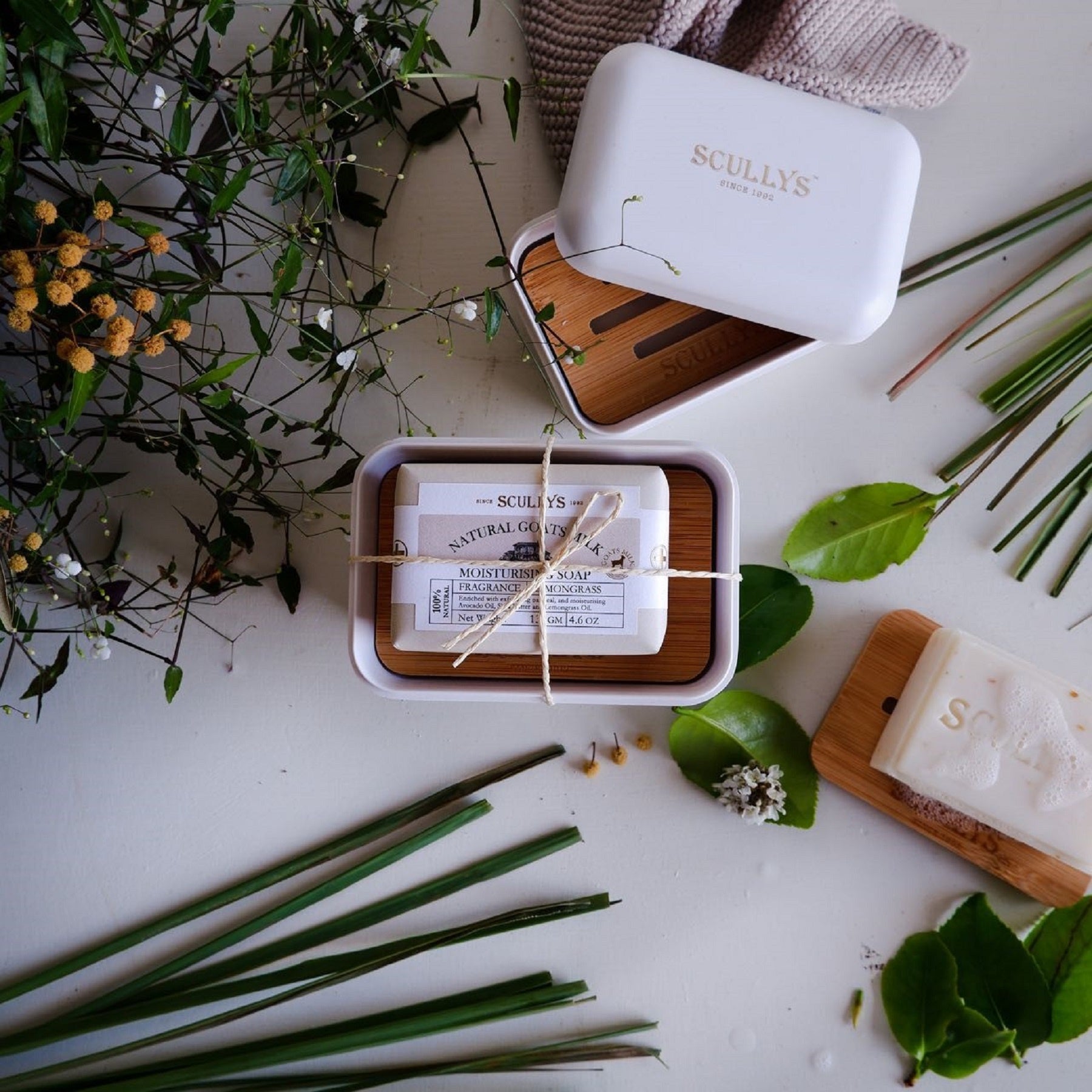 Lemongrass Goats Milk soap dish set