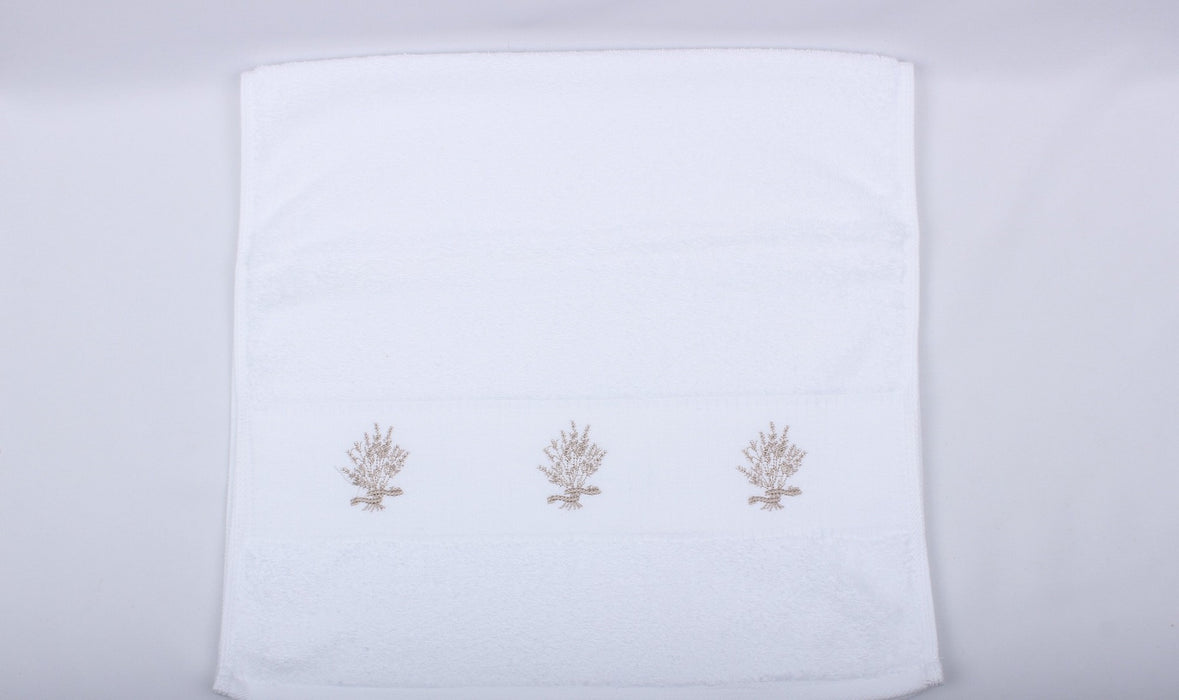 Embroidered Lavender on a Hand Towel