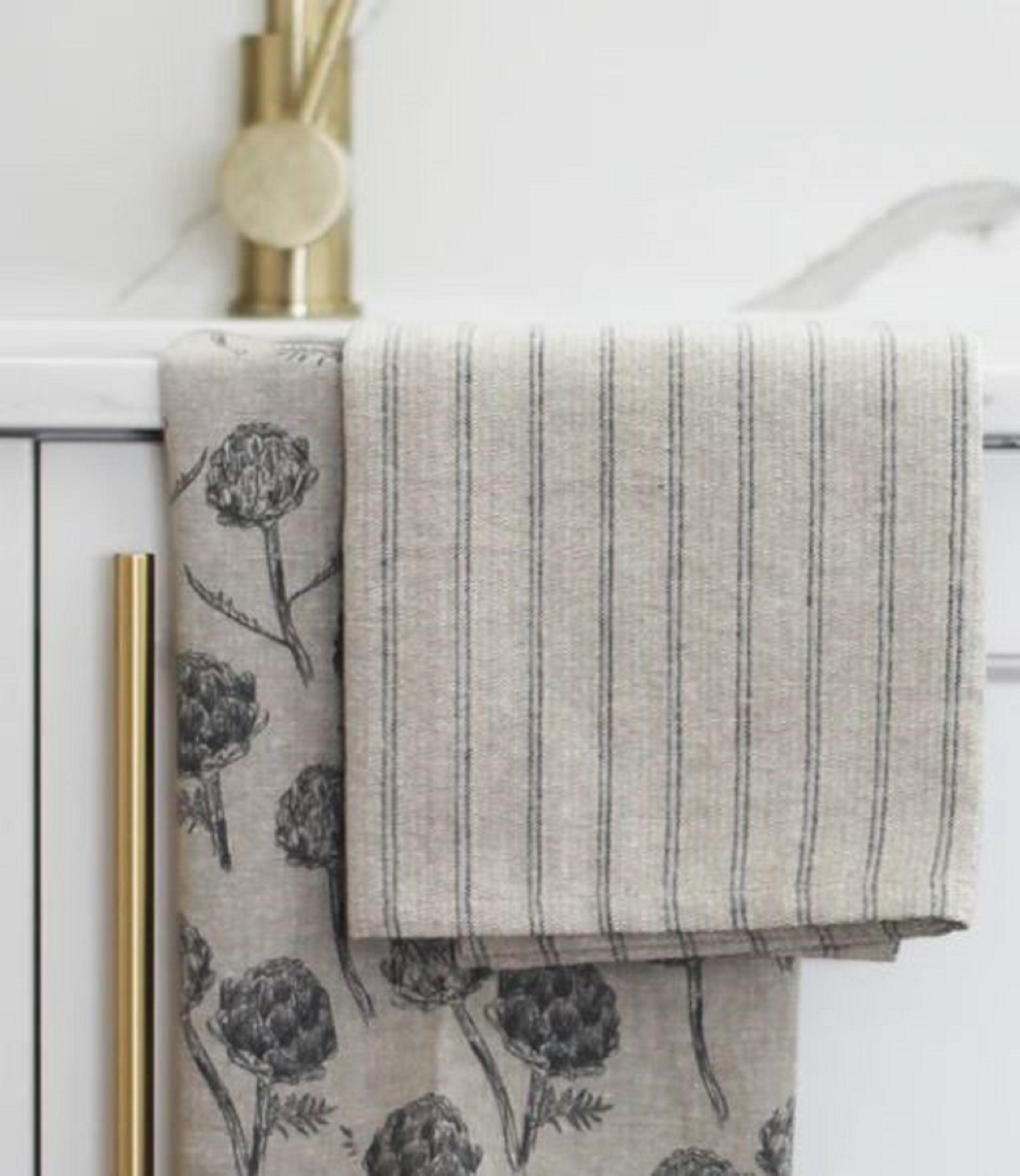 Tea Towel set of two Artichoke Charcoal